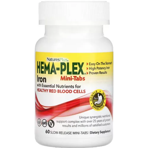 Железо Nature’s Plus Hema-Plex Iron Mini-Tabs 85 mg с питательными веществами для здоровья крови в мини таблетках
