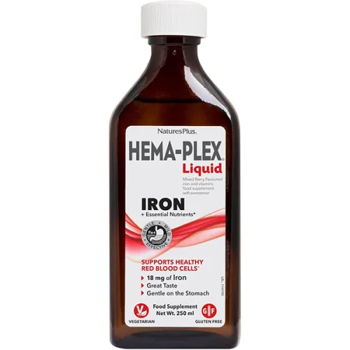 Железо Nature’s Plus Hema-Plex Iron Liquid 18 mg с питательными веществами для здоровья крови в жидкой форме, 250 мл.