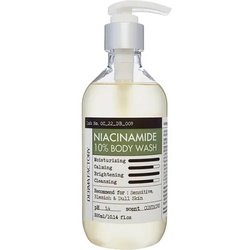 Ежедневный слабокислотный гель для душа Derma Factory Niacinamide 10% Body Wash с 10% ниацинамидом, 300 мл.