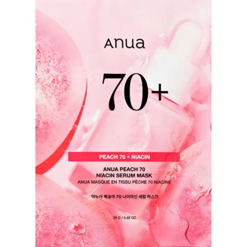 Осветляющая тканевая маска для лица Anua Peach 70% Niacin Serum Mask с ниацинамидом и экстрактом персика, 25 мл.