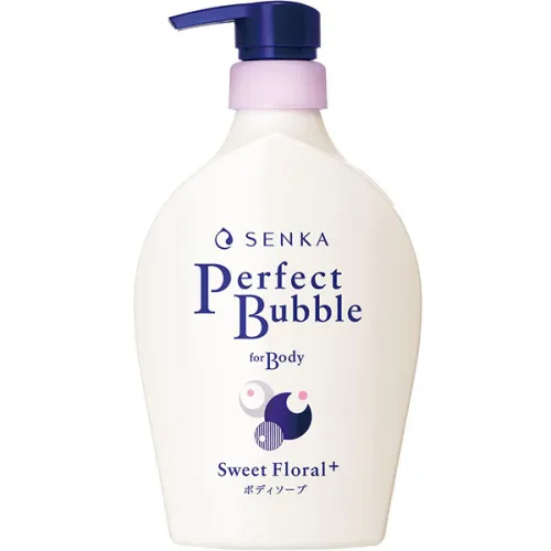 Гель для душа Shiseido Senka Perfect Bubble For Body Sweet Floral с гиалуроновой кислотой «сладко цветочный», 500 мл.