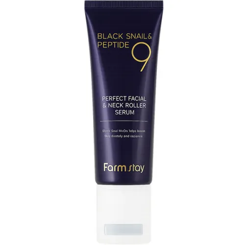 Сыворотка-роллер для лица FarmStay Black Snail & Peptide 9 Perfect Facial & Neck Roller Serum с муцином черной улитки и