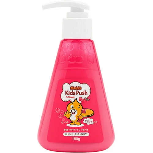 Зубна паста для дітей Hanil Meichi Kids Push Strawberry Mint Toothpaste зі смаком полуниці та м'яти, 180 г.