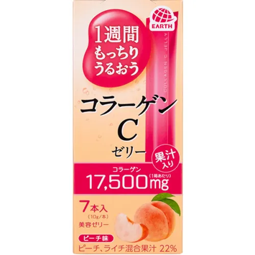 Питьевой коллаген в форме желе Earth Collagen C Jelly Peach со вкусом персика, 7 шт. х 10 г.