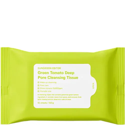 Очищающие салфетки для сужения пор Sungboon Editor Green Tomato Deep Pore Cleansing Tissue с экстрактом зеленого помидора