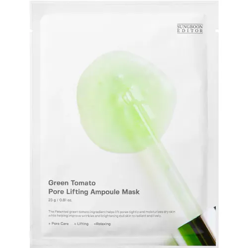 Тканевая маска для сужения пор Sungboon Editor Green Tomato Pore Lifting Ampoule Mask с экстрактом зеленого помидора, 23 г.