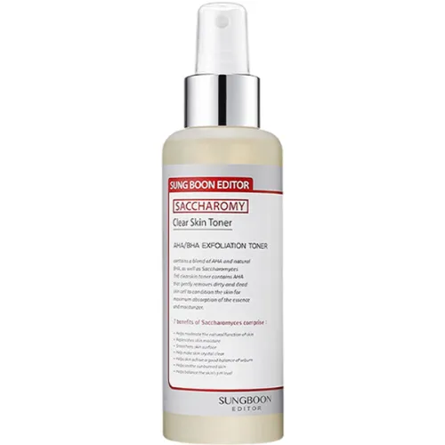 Очищающий тонер для лица Sungboon Editor Saccharomy Clear Skin Toner с AHA BHA кислотами и сахаромицетами буларди, 160 мл.