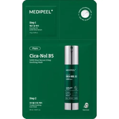 Заспокійлива двоступенева маска для обличчя Medi Peel Phyto Cica-Nol B5 3000 Shot Serum 2 Step Mask з екстрактом центелли та