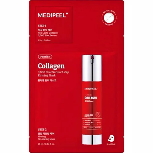 Успокаивающая двухэтапная маска для лица Medi Peel Red Lacto Collagen 3000 Shot Serum 2 Step Mask с коллагеном и