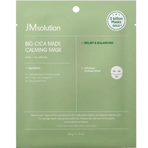 Заспокійлива тканинна маска для обличчя JMsolution Bio-Cica Made Calming Mask з екстрактом центелли та алантоїном, 34 мл.