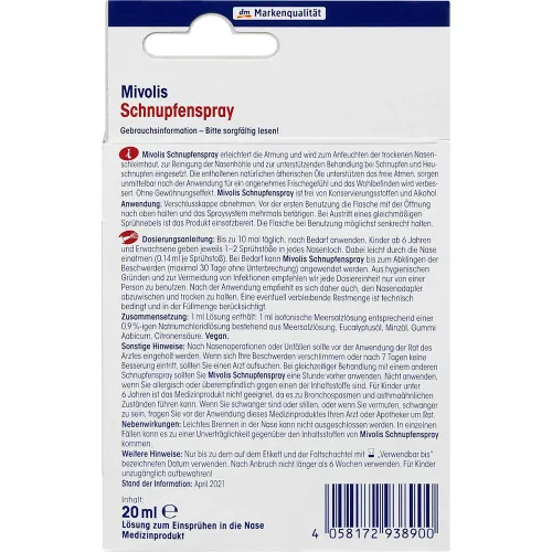Спрей для носа Mivolis Nasal Spray, 20 мл. - вигляд 2