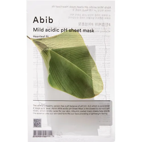 Успокаивающая тканевая маска для лица Abib Mild Acidic pH Sheet Mask Heartleaf Fit с экстрактом хауттюйнии, 30 мл.