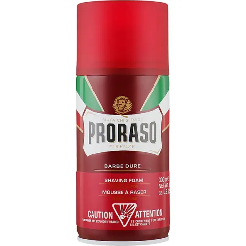 Піна для гоління жорсткої щетини Proraso Red Emollient Shaving Foam з карите та сандаловою олією, 300 мл.