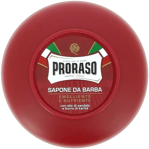 Мило для гоління жорсткої щетини Proraso Red Emollient Soap з карите та сандаловою олією, 150 мл.
