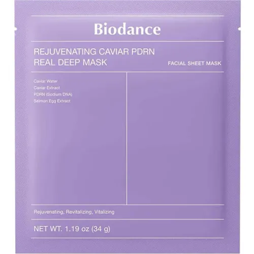Омолаживающая гидрогелевая маска для лица Biodance Rejuvenating Caviar PDRN Real Deep Mask с экстрактом икры и PDRN, 34 г.