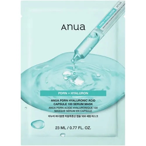 Увлажняющая тканевая маска для лица Anua PDRN Hyaluronic Acid Capsule 100 Serum Mask с PDRN и гиалуроновой кислотой, 23 мл.