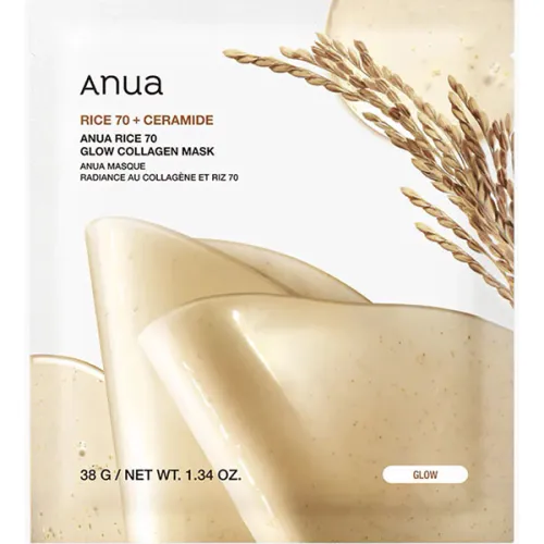 Гидрогелевая маска для лица Anua Rice 70 Glow Collagen Mask с экстрактом риса и коллагеном, 38 г.