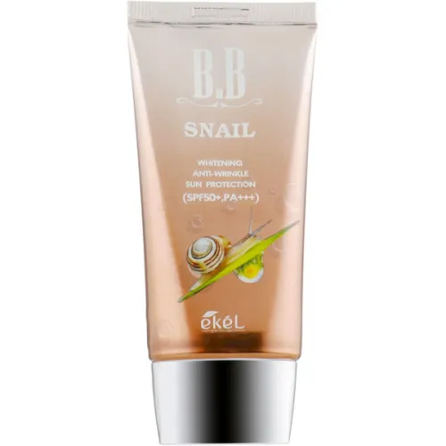 Антивіковий відбілюючий BB-крем для обличчя Ekel BB Snail Whitening Anti-Wrinkle Sun Protection Cream SPF50+ PA+++ з муцином