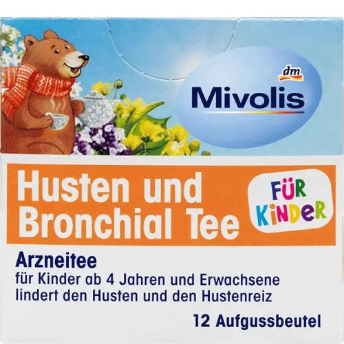 Детский чай от кашля и бронхита Mivolis Cough & Bronchial Tea, 12 шт. х 1.5 г.