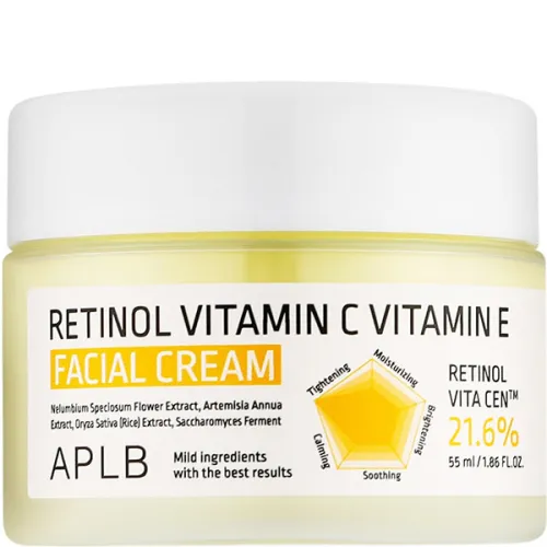 Увлажняющий крем для лица APLB Retinol Vitamin C Vitamin E Facial Cream с ретинолом и витаминами C и E, 55 мл.