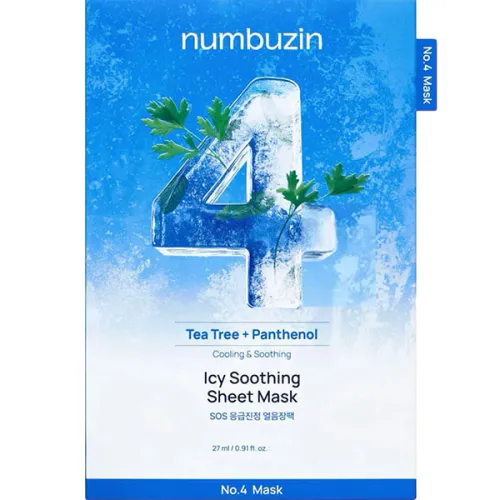 Охолоджуюча заспокійлива тканинна маска для обличчя Numbuzin No.4 Icy Soothing Sheet Mask, 27 мл.