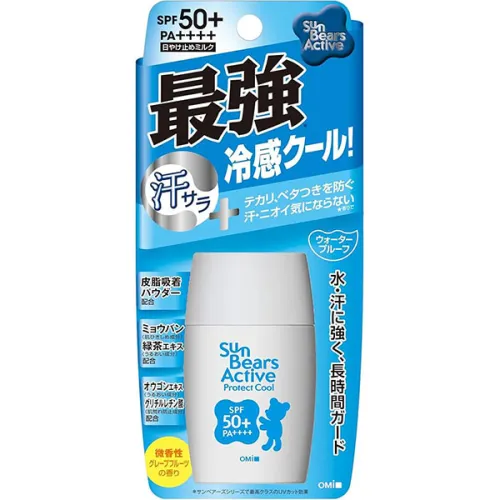 Охлаждающее солнцезащитное молочко для лица Omi Brotherhood Sun Bears Active Protect Cool Sunscreen SPF50+ PA++++, 30 мл.
