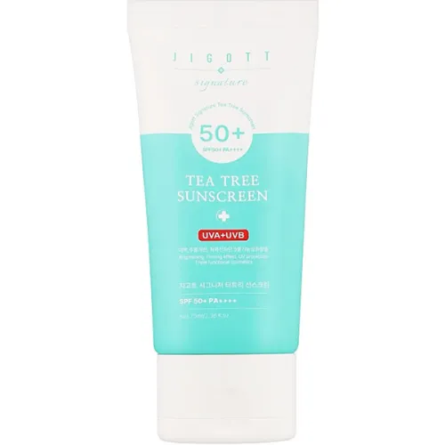Солнцезащитный крем для лица Jigott Signature Tea Tree Sunscreen SPF50+ PA++++ с экстрактом чайного дерева, 70 мл.
