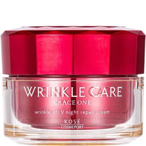 Нічний антивіковий крем для ліфтингу та корекції зморшок Kose Grace One Wrinkle Care Wrinkle Lift V Night Repair Cream, 50 г.