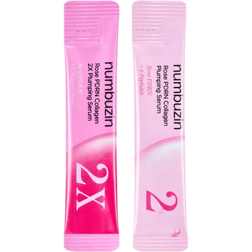 Набор сывороток для лица Numbuzin No.2 Rose PDRN Collagen Plumping Serum Duo с PDRN и пептидами, 1.2 мл. х 10 шт.