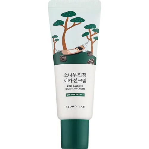 Солнцезащитный крем для лица Round Lab Pine Calming Cica Sunscreen SPF50+ PA++++ с экстрактом иголок сосны, 40 мл.