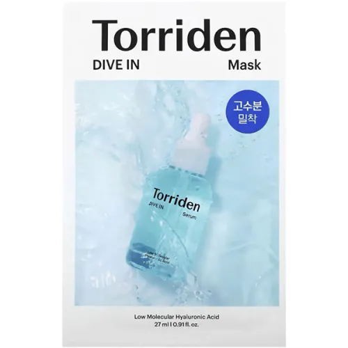 Тканевая маска для лица Torriden Dive In Low Molecular Hyaluronic Acid Mask с низкомолекулярной гиалуроновой кислотой, 27 мл.