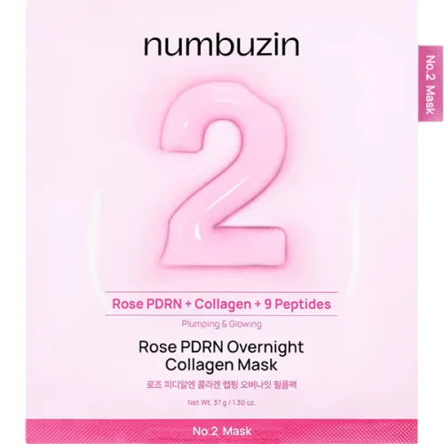 Ночная коллагеновая маска для лица Numbuzin No.2 Rose PDRN Overnight Collagen Mask с PDRN и экстрактом розы, 37 мл.