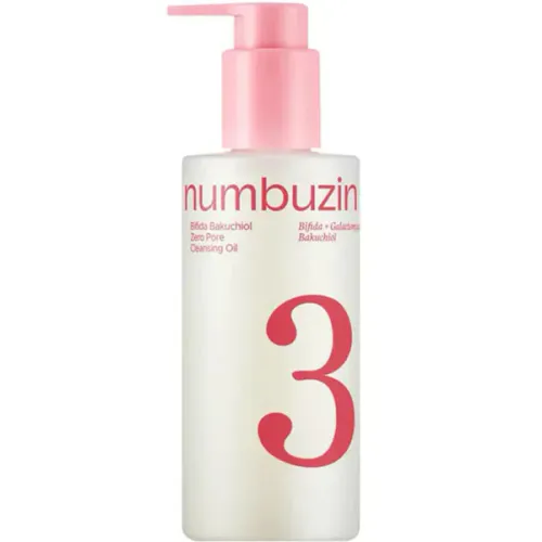 Гидрофильное масло для лица Numbuzin No.3 Bifida Bakuchiol Zero Pore Cleansing Oil с лизатом бифидобактерий и бакучиолом для