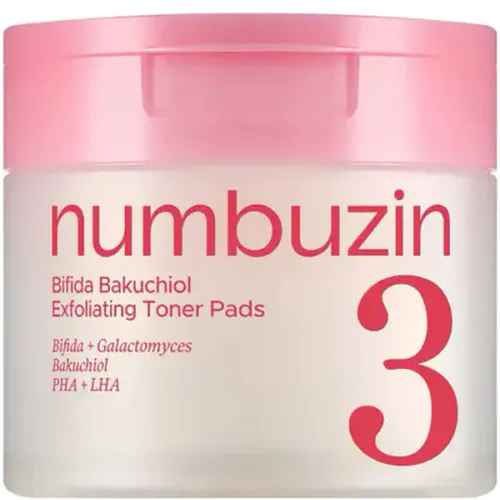 Отшелушивающие тонер-пады для лица Numbuzin No.3 Bifida Bakuchiol Exfoliating Toner Pads с лизатом бифидобактерий и