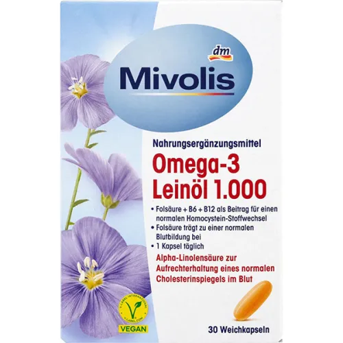 Льняное масло и Омега-3 Mivolis Omega-3 Linseed Oil с витамином Е