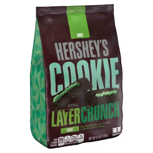 Хрустящее печенье Hershey’s Cookie Layer Crunch Candy Mint с мятным кремом, 178 г.