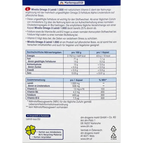Льняное масло и Омега-3 Mivolis Omega-3 Linseed Oil - вид 2