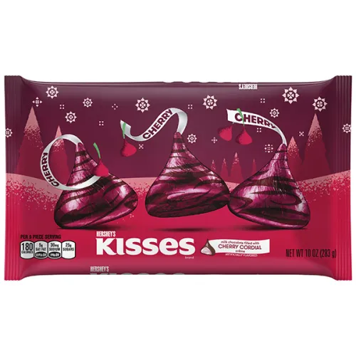 Конфеты из молочного шоколада c вишневым кремом Hershey’s Kisses Holiday Milk Chocolates with Cherry Cordial Creme, 283 г.