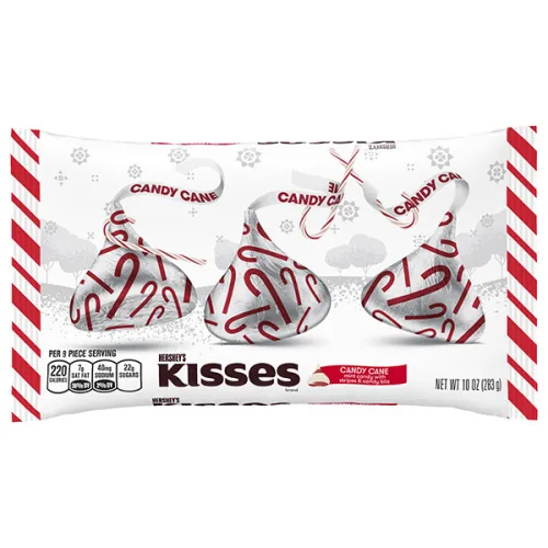 Конфеты из молочного шоколада c мятой Hershey’s Kisses Holiday Candy Cane Mint Candies, 283 г.