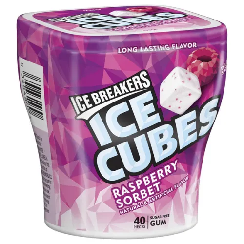 Жевательные резинки «малиновый сорбет» Ice Breakers Ice Cubes Sugar Free Raspberry Sorbet Chewing Gum
