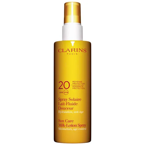 Солнцезащитное увлажняющее молочко-спрей для лица и тела Clarins Sun Care Milk-Lotion Spray SPF20, 150 мл.