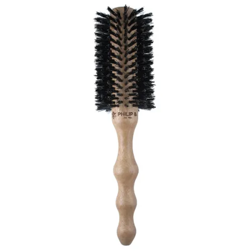 Круглий брашинг Philip B Polished Mahogany Handle Round Hairbrush із полірованою ручкою