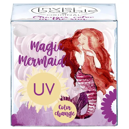 Резинка-браслет изменяющая цвет Invisibobble Magic Mermaid Coral Cha-Cha с нежно-розового на лиловый