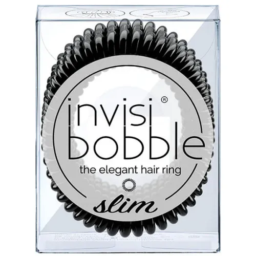 Резинка-браслет Invisibobble Slim True Black с увеличенным количество завитков «черная»