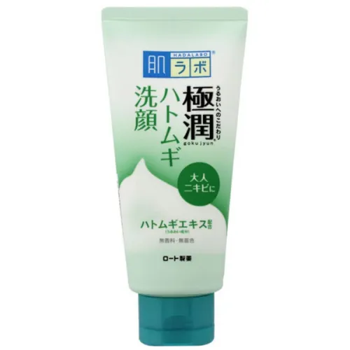 Лікувальна пінка для вмивання шкіри, схильної до акне Hada Labo Gokujyun Hatomugi Face Wash, 100 г.