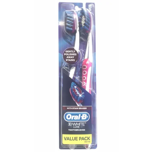 Зубные щетки средней жесткости «фиолетовая и розовая» Oral-B 3D White Luxe Soft Toothbrushes Purple & Pink