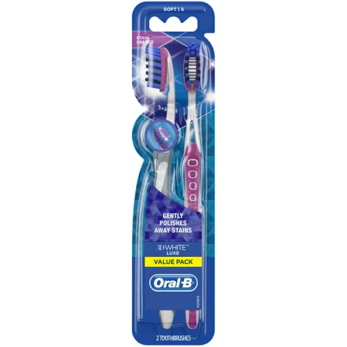 Зубные щетки средней жесткости «серая и розовая» Oral-B 3D White Luxe Soft Toothbrushes Gray & Pink