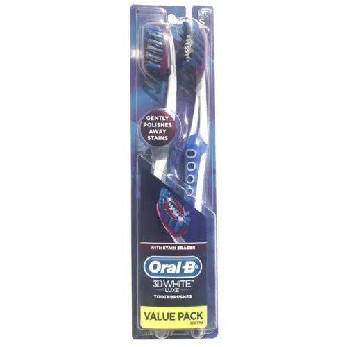 Зубные щетки средней жесткости «серая и синяя» Oral-B 3D White Luxe Soft Toothbrushes Gray & Dark Blue