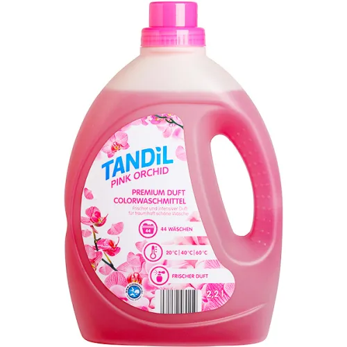 Жидкий порошок для цветных вещей «розовая орхидея» Tandil Laundry Detergent Color Premium Pink Orchid, 2200 мл.