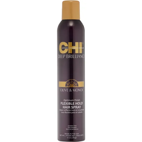 Лак для волос гибкой фиксации CHI Deep Brilliance Olive & Monoi Op FlexHold, 284 г.